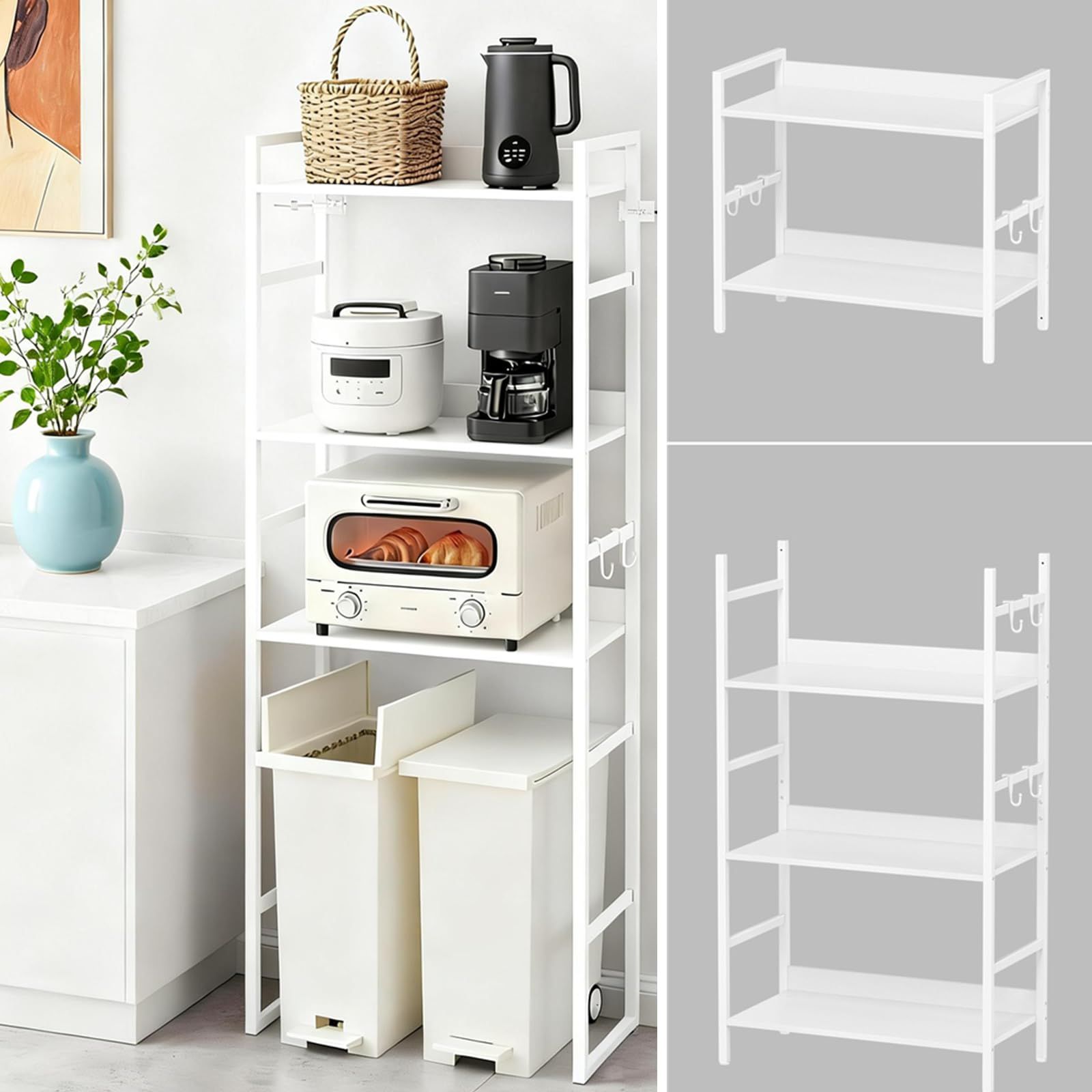 ★新品★【5段=2段+3段】キッチンラック 棚 オープンラック YDH オープンシェルフ 5段 大容量 2段 3段 キッチン 棚 本棚 スリム 隙間収納 スチールラック おしゃれ ウッドラック キッチンシェルフ 組立簡単 木製収納ラック 省ス 4d2a4a3e