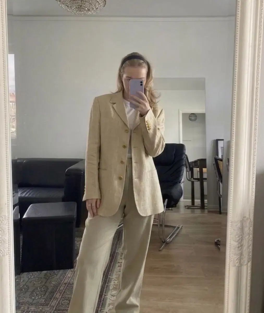バーバリー BURBERRY リネン ボタン ジャケット it42