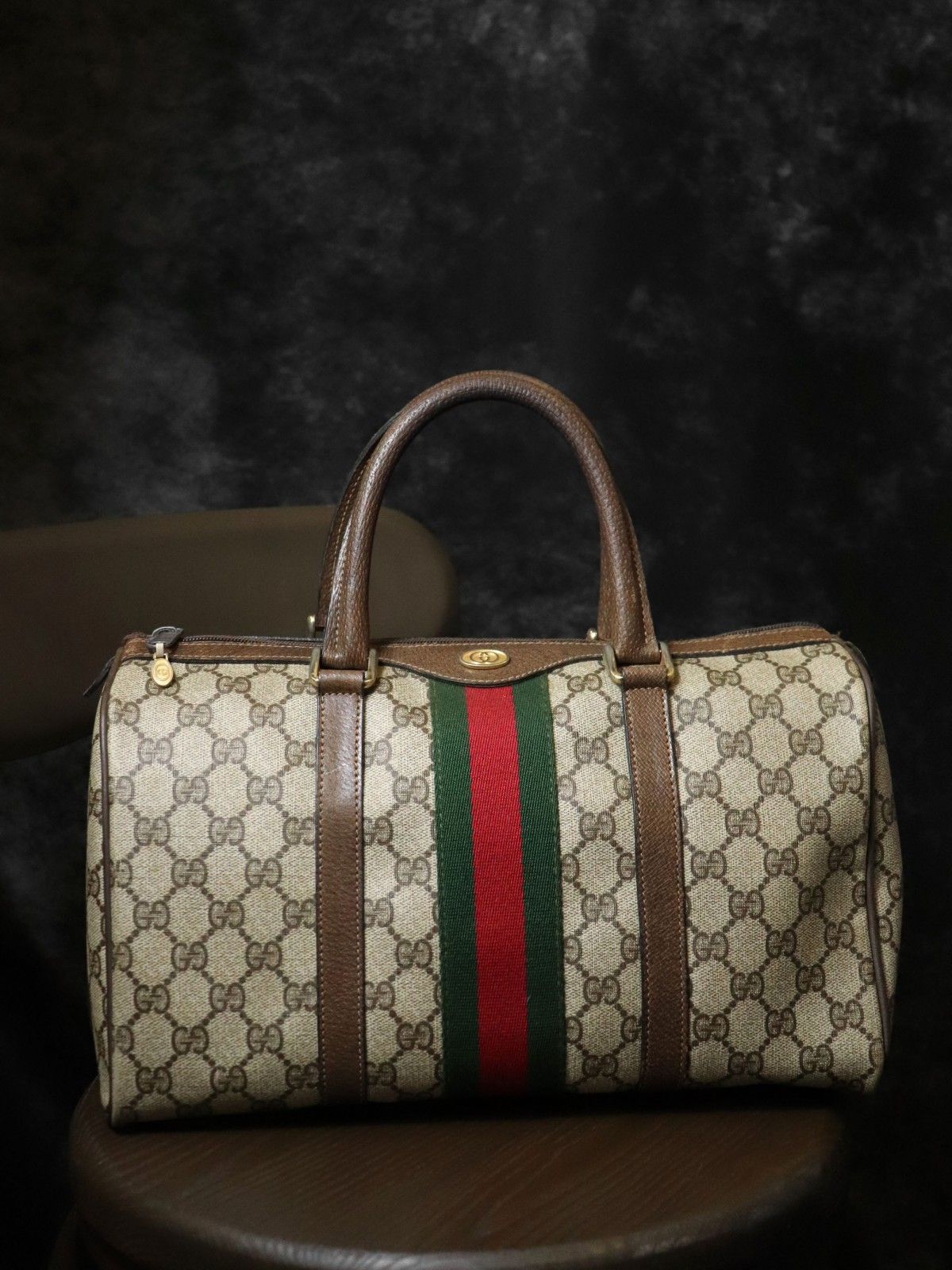 GUCCI グッチ 012 3842 33 39 ボストンバッグ GGスプリームキャンバス シェリーライン ブラウン 30,420円