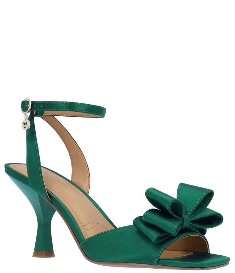 ジェイレニー レディース シューズ ヒール サンダル サテン アンクル J Renee Nishia Satin Bow Ankle Strap Dress Sandals Emerald Green