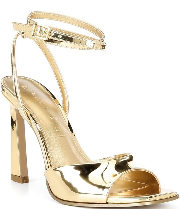 ジャンビニ レディース シューズ サンダル トール アンクル Gianni Bini Foles Mirror Metallic Ankle Wrap Square Toe Dressandals B