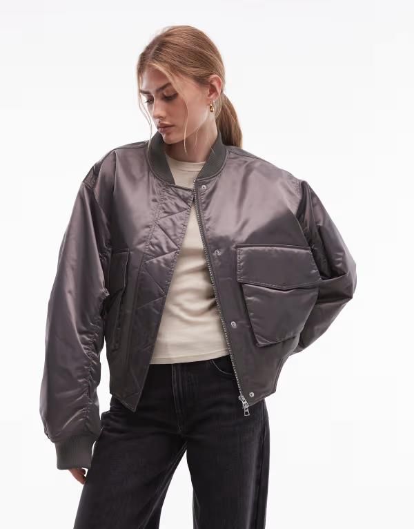 アンドアザーストーリーズ レディース アウター ジャケット・ブルゾン Other Stories bomber jacket in dark Gray グレー