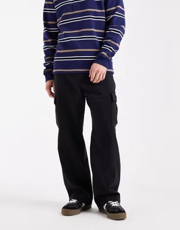 ジャック アンド ジョーンズ メンズ ボトムス カジュアルパンツ カーゴパンツ Jack Jones baggy cargo pants Black ブラック