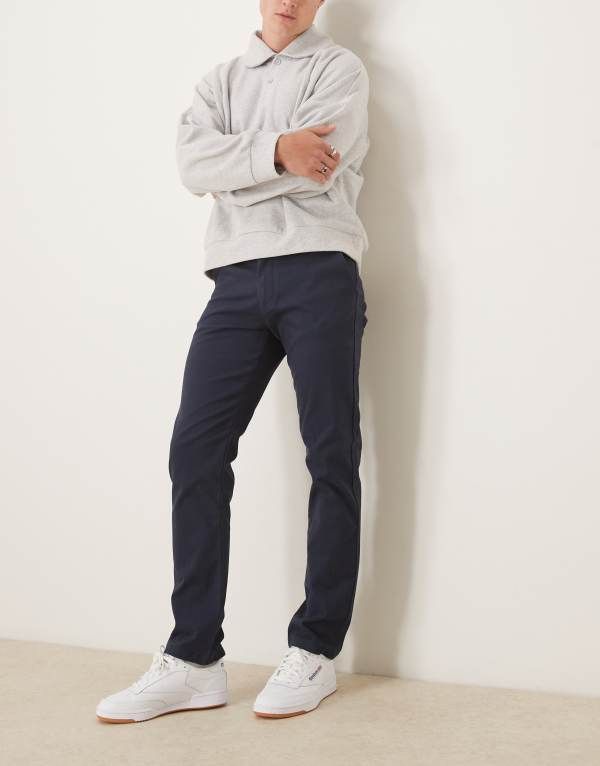 エイソス メンズ ボトムス カジュアルパンツ スリムフィット ASOS DESIGN slim fit chinos NAVY ネイビー
