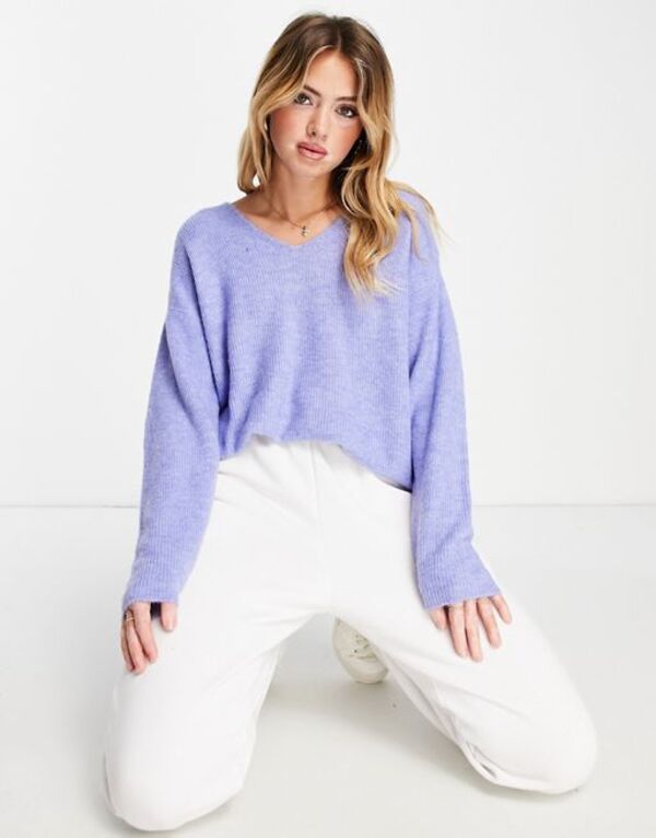 ヴェロモーダ レディース アウター ニット・セーター Vネック セーター Vero Moda lightweight v neck sweater in lilac LILAC ライラック