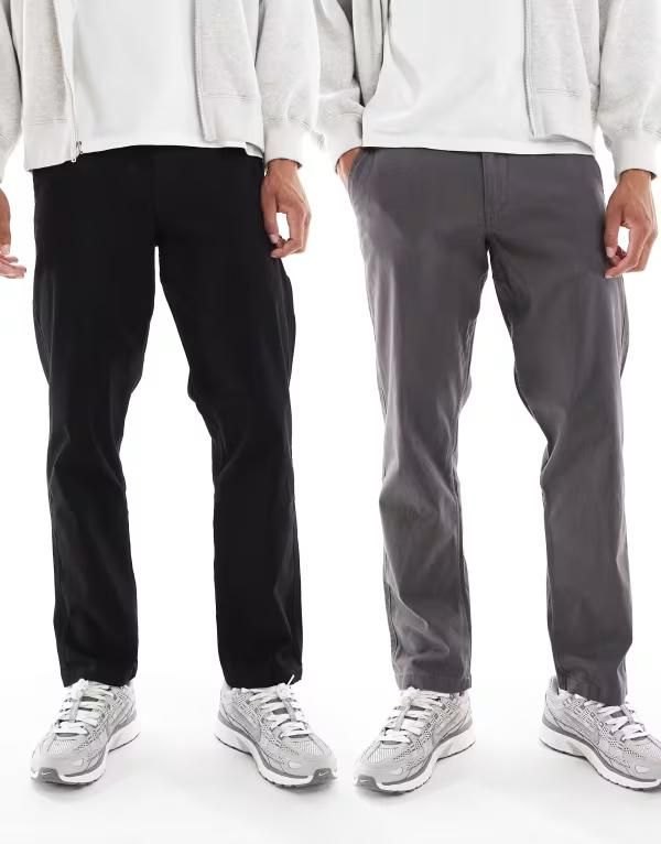 ジャック アンド ジョーンズ メンズ ボトムス カジュアルパンツ Jack Jones 2 pack kane loose fit chinos Black ブラック