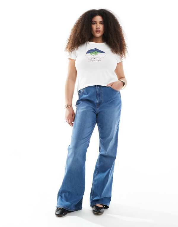 エイソス レディース ボトムス デニムパンツ ジーンズ ASOS Curve ASOS DESIGN Curve sculpting super stretch flare jeans in dark