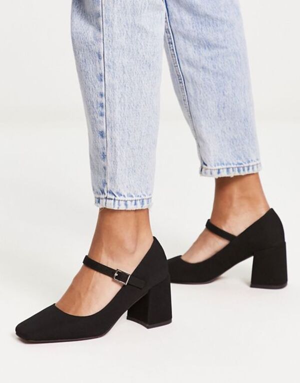 エイソス レディース シューズ ヒール ASOS DESIGN Selene mary jane mid heeled shoes Black ブラック