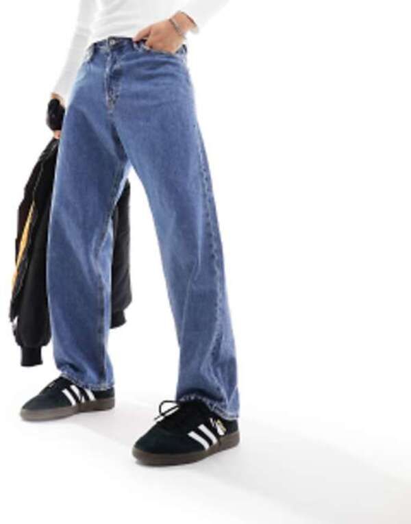 ジャック アンド ジョーンズ メンズ ボトムス デニムパンツ ジーンズ Jack Jones baggy fit rigid jeans in mid wash Blue Denim デニム