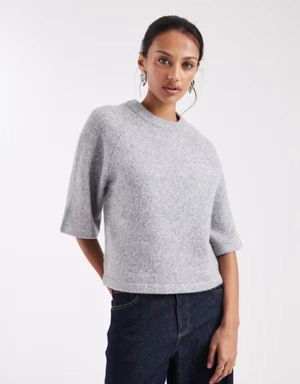 スリードベア レディース アウター ニット・セーター Tシャツ Threadbare short sleeve knitshirt Gray グレー 10,765円