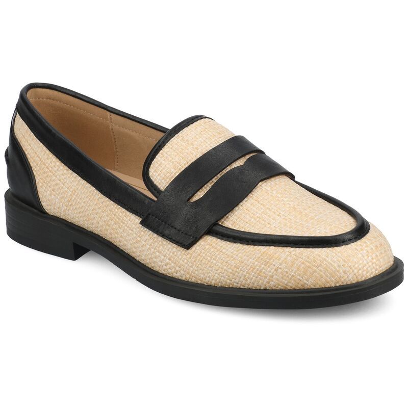 ジャーニー レディース シューズ スニーカー ローファー ヒール Journee Womens Brooks Round Toe Block Heel Penny Loafer Black Natur