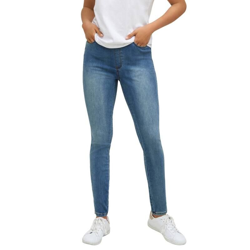 Ellos レディース ボトムス カジュアルパンツ プラスサイズ ellos Plusize MidRise 4Pocket Stretch Jeggings Light Stonewash