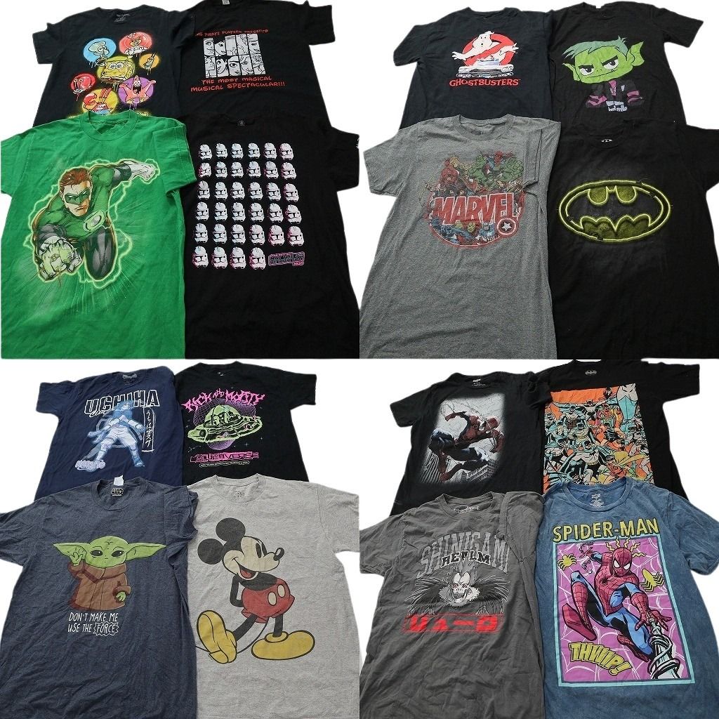 古着卸 まとめ売り キャラクター Tシャツ 16枚セット ( メンズ Ｍ ) スパイダーマン ミッキー デスノート 中古 古着 NF4647 13,764円