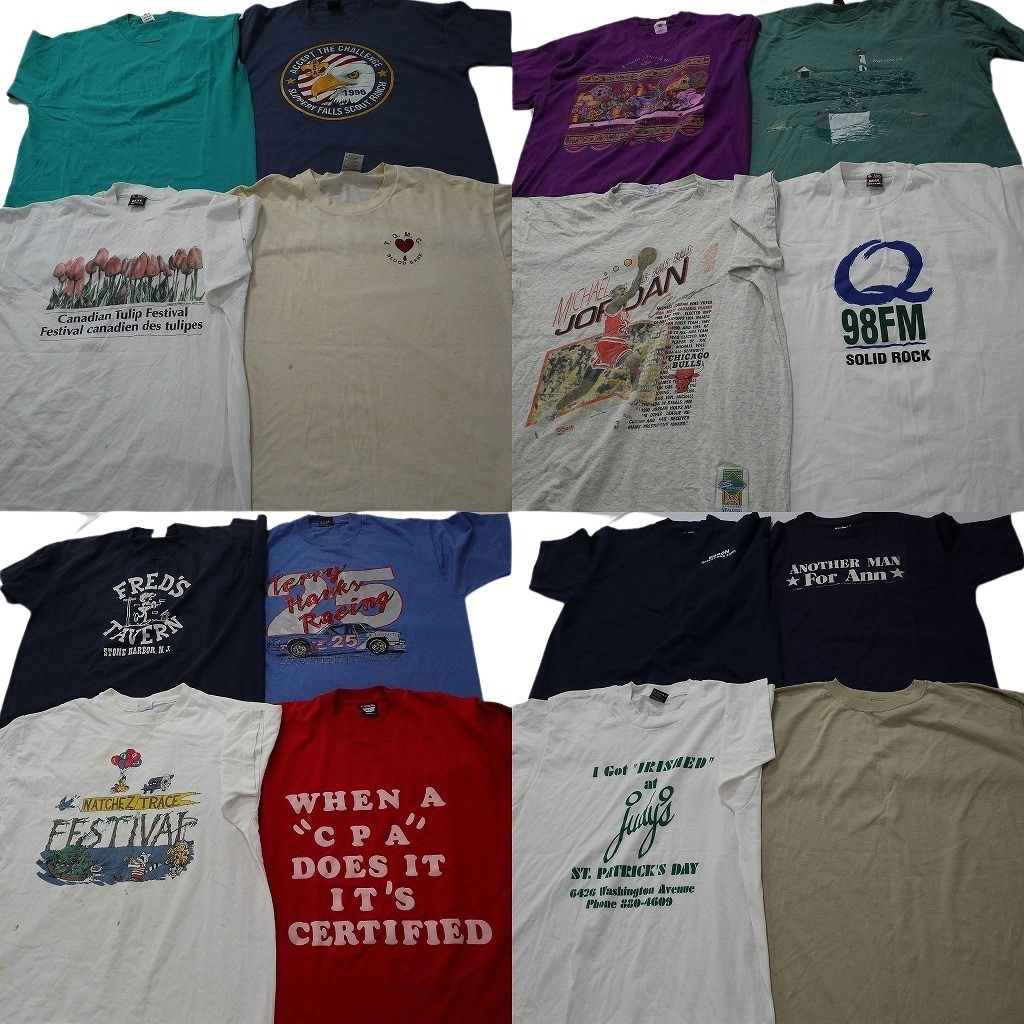 古着卸 まとめ売り ヴィンテージ シングルステッチ Tシャツ 16枚セット ( メンズ XL ) フルーツオブザルーム ヘインズ 中古 古着 NF4652