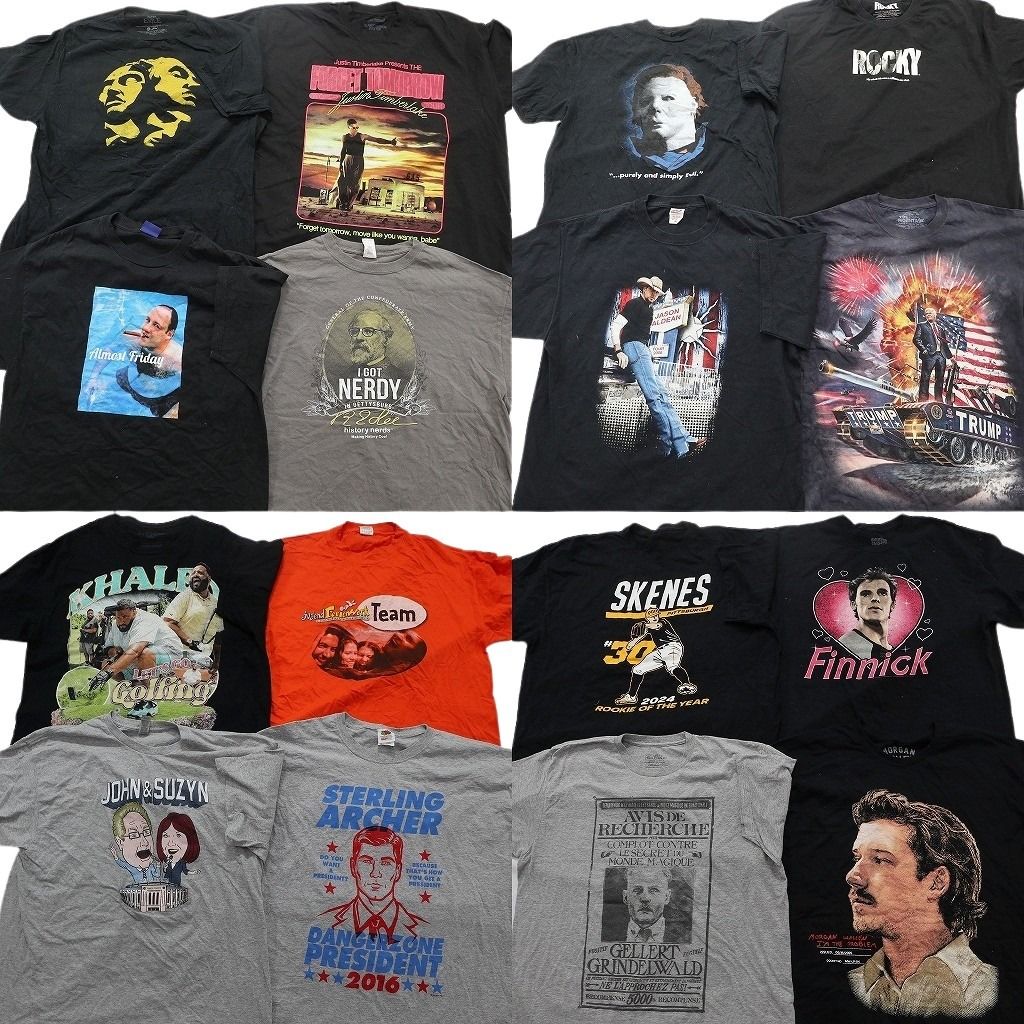 古着卸 まとめ売り 人物 Tシャツ 16枚セット ( メンズ XL ) ドナルドトランプ ベースボール ブラック 中古 古着 NF4664