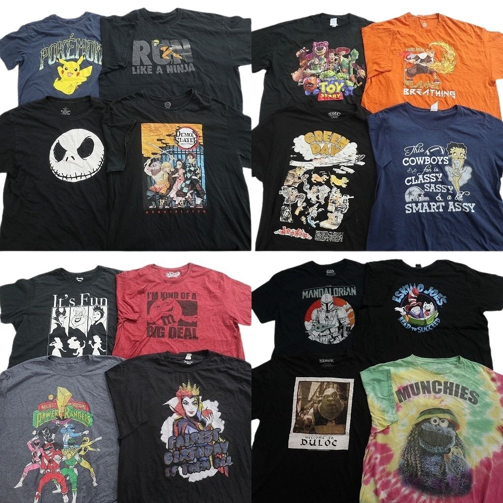 古着卸 まとめ売り キャラクター Tシャツ 16枚セット ( メンズ 2XL ) マンダロリアン シュレック ベティーブープ 中古 古着 NF4696