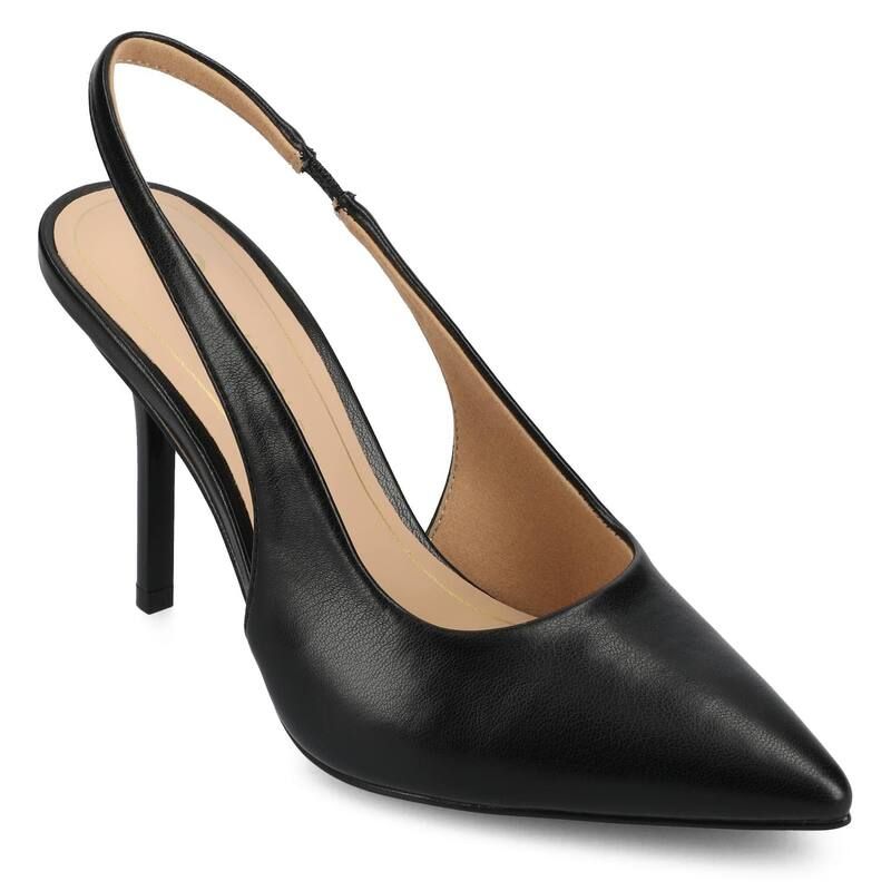 ジャーニー レディース シューズ パンプス ヒール Journee Tru Comfort Foam Elenney Womenslingback Heels Black Pu ブラック