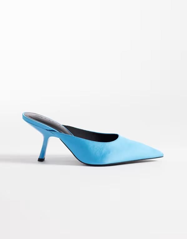 エイソス レディース シューズ サンダル ヒール ASOS DESIGN Sophie mid heeled mules in bright BLUE ブルー 15,584円