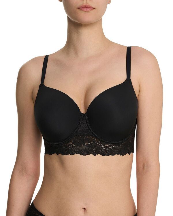 ナトリ レディース トップス シャツ レース Natori Heavenly Full Coverage Longline Lace T Shirt Bra Black ブラック