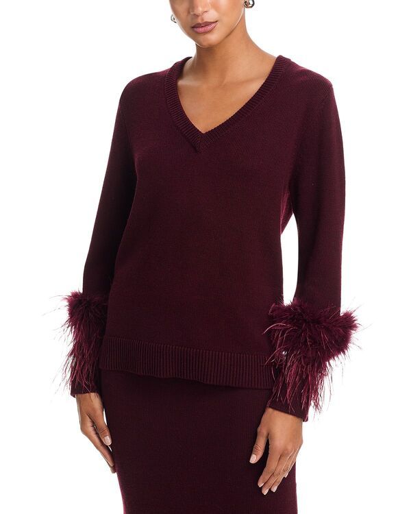 ワイフ レディース アウター ニット・セーター WAYF Bethany Feather Trim Sweater Plum プラム