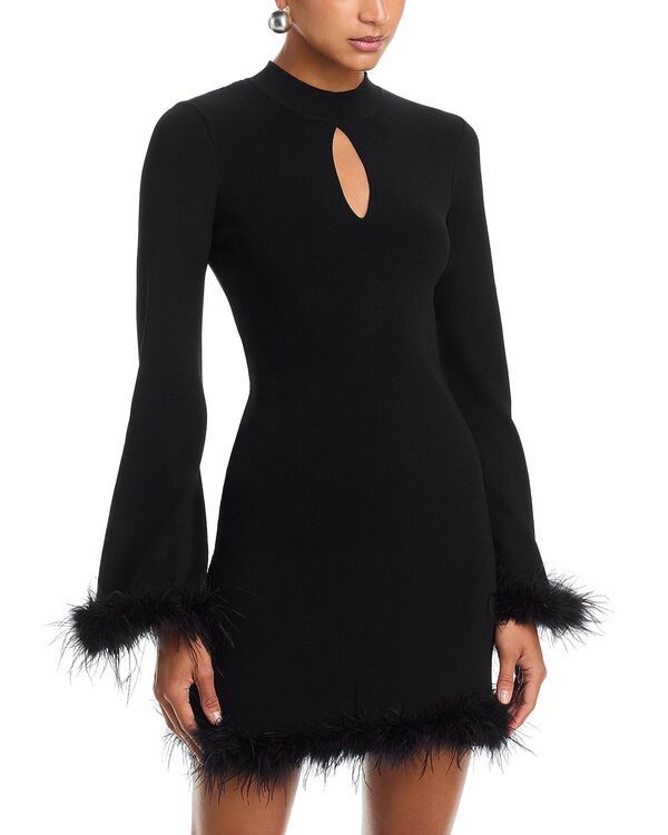 ワイフ レディース トップス ワンピース WAYF Carly Feather Trim Dress Black ブラック