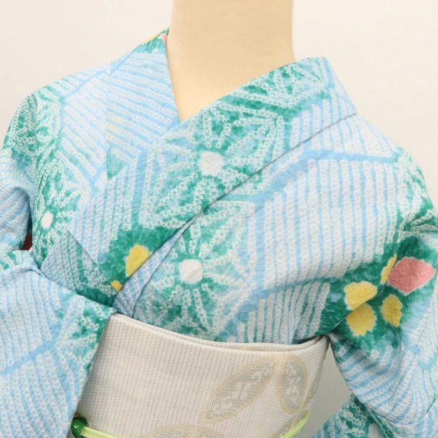 百華❀Y5178◇美品未着用 仕付け糸付き 有松鳴海絞り 亀甲柄 綿 居敷