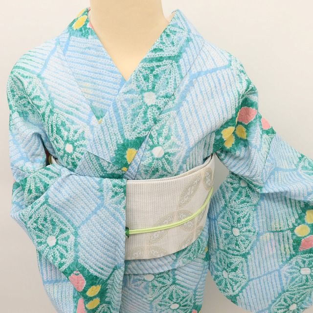 百華❀Y5178◇美品未着用 仕付け糸付き 有松鳴海絞り 亀甲柄 綿 居敷