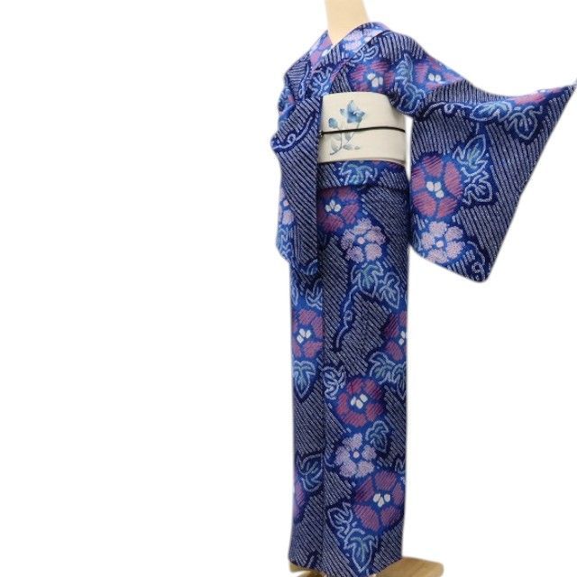 百華❀Y5179◇美品 有松鳴海絞り 朝顔 綿 手縫い仕立て 浴衣 夏着物