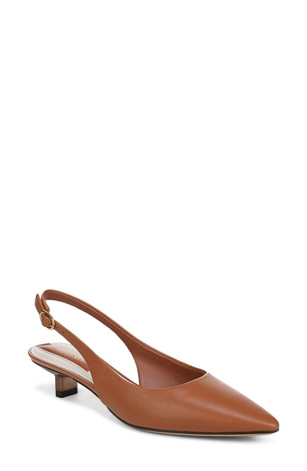 フランコサルト レディース シューズ ヒール Franco Sarto Pura Slingback Pointed Toe Kitten Heel Pump Cognac