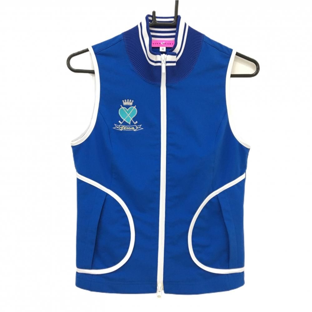 ★新品★サイズ40 VIVA HEART 防寒ベスト　ビバハート 超美品】ビバハート アウターベスト ブルー×白 ワッペン レディース 40