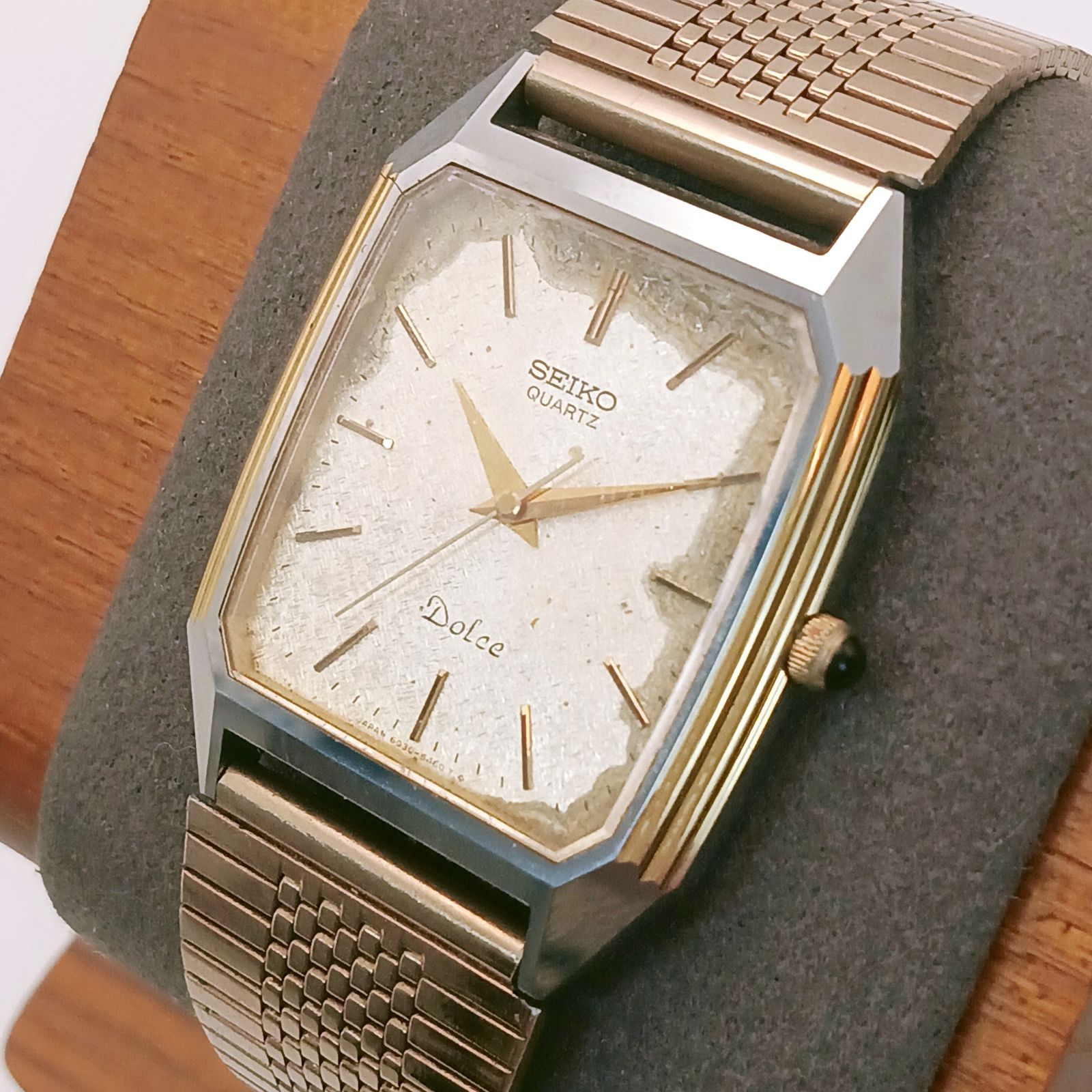 稼働品】SEIKOセイコー メンズクォーツ腕時計 ゴールドスクエア 稼働美 