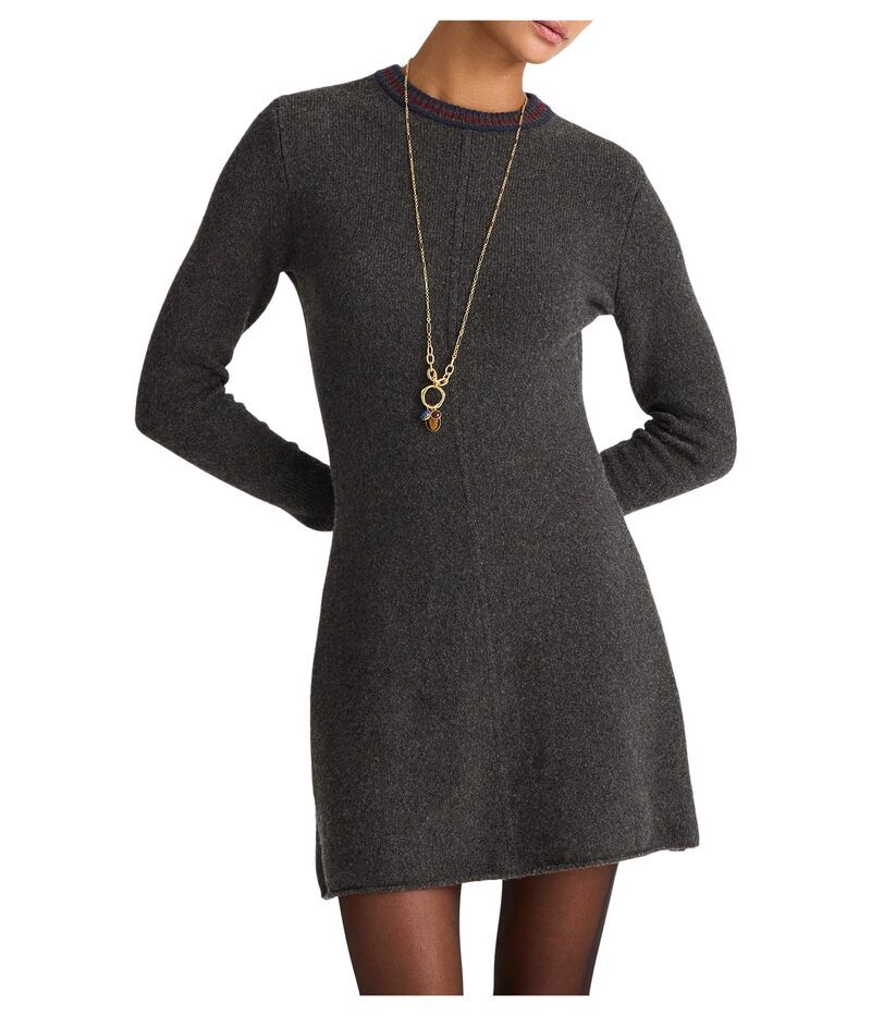 メイドウェル レディース トップス ワンピース ミニ セーター Madewell Southgate Mini Sweater Dress Varsity Charcoal Placed Stripe