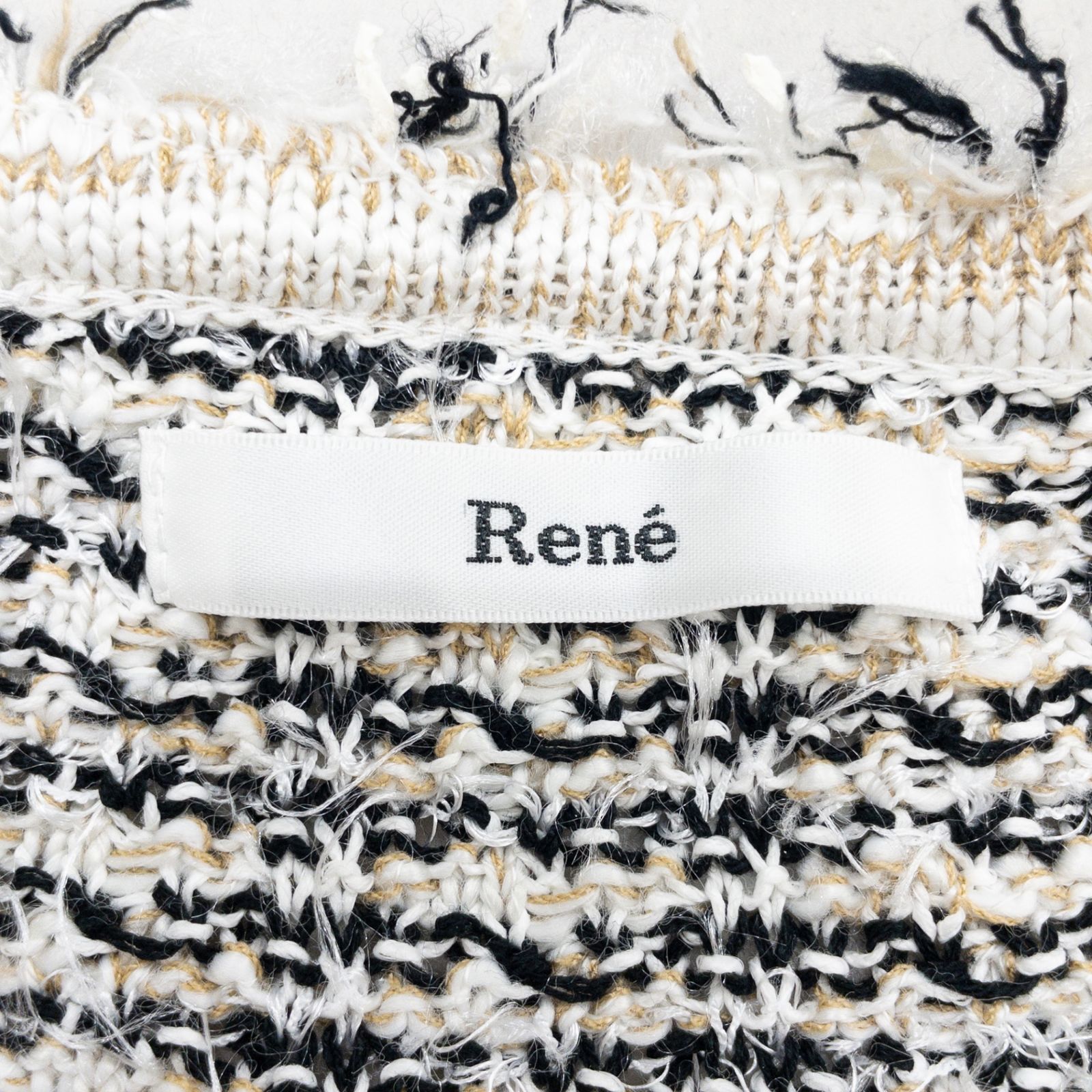 Rene ルネ ニットカーディガン トップス 半袖 レース ツイード