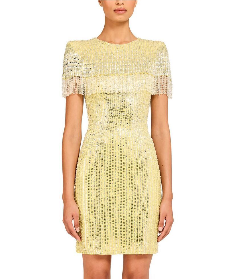ジェニー・パッカム レディース トップス ワンピース ミニ スパンコール Jenny Packham Swish SequinEmbellished Beaded Mini Dress Mimosa