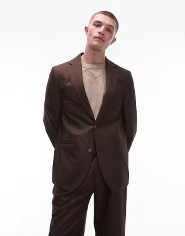 トップマン メンズ アウター ジャケット・ブルゾン Topman relaxed suit jacket Brown ブラウン