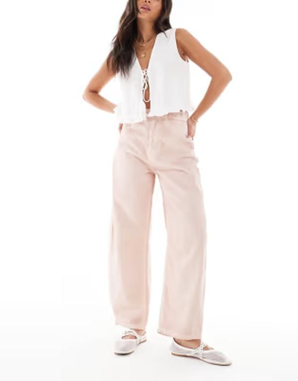 エイソス レディース ボトムス デニムパンツ ハイウエスト ジーンズ ASOS DESIGN high waist barreleg jeans in antique rose wash Rose