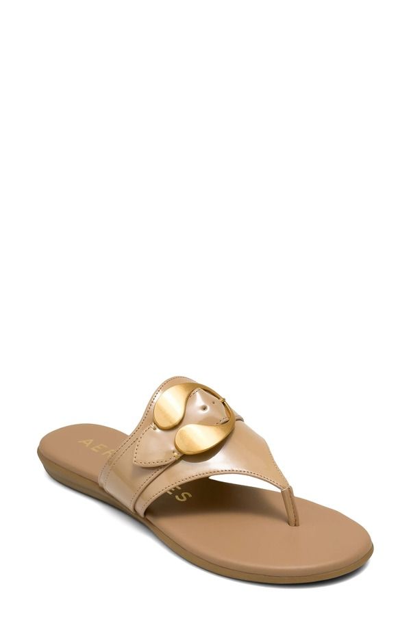 エアロソールズ レディース シューズ サンダル Aerosoles Glam Flip Flop Beige Bisque Fx Patent ベージュ
