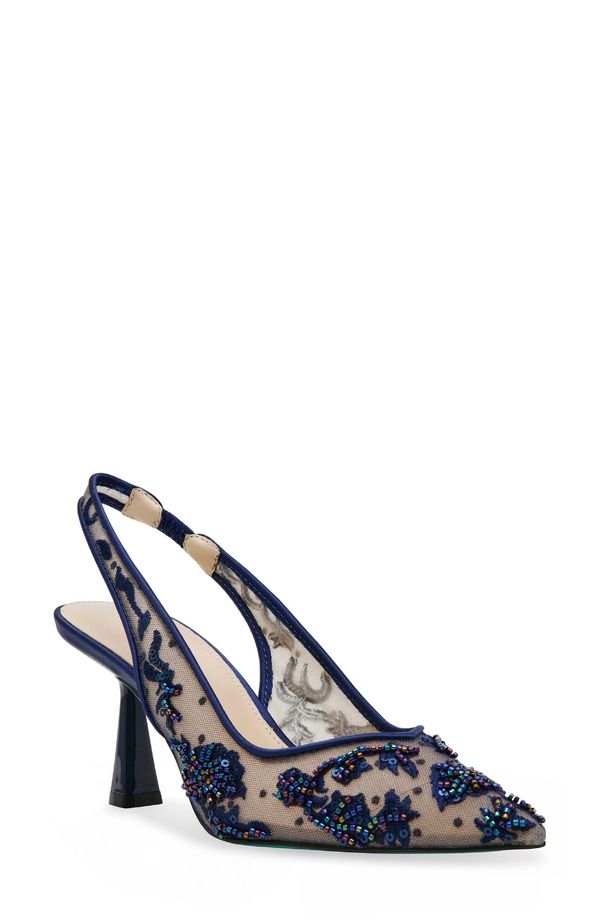 ベッツィジョンソン レディース シューズ ヒール Betsey Johnsonikki Pointed Toe Slingback Pump Navy ネイビー