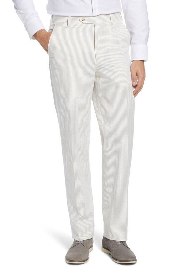 ベール メンズ ボトムス カジュアルパンツ Berle Flat Front Seersucker Pants Tan タン