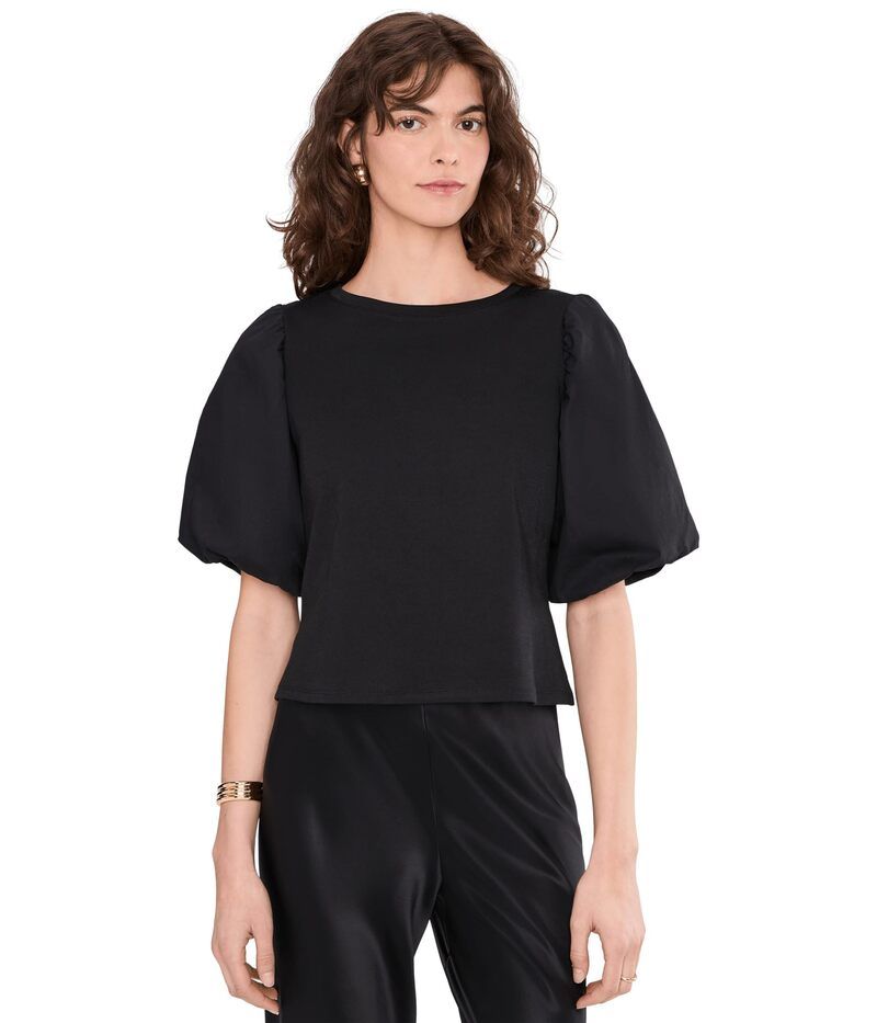 ヴィンスカムート レディース トップス シャツ クルーネック Vince Camuto Crew Neck Puff Sleeve Kintop Rich Black ブラック