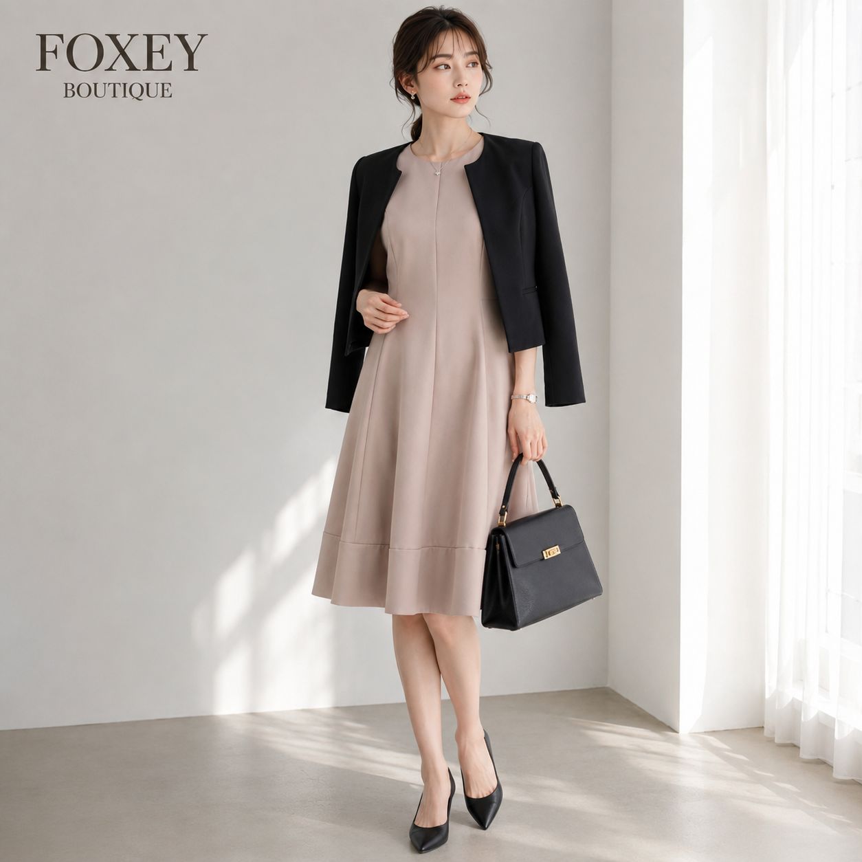 美品 / 参考価格132,000円 / ウール100%＆内側裾レース 】FOXEY