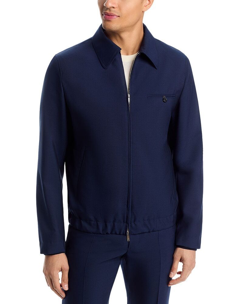 スローウエア メンズ アウター ジャケット・ブルゾン ウール Slowear Wool Zip Blouson Jacket Navy ネイビー