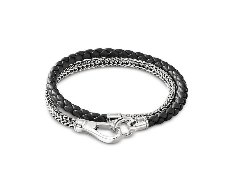ジョン・ハーディー レディース アクセサリー ブレスレット・バングル・アンクレット レザー JOHN HARDY Sterling Silver ICON Black Leather Braidoub