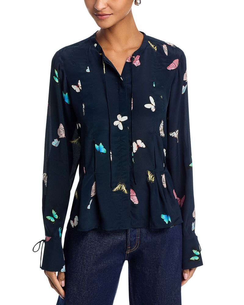ラグアンドボーン レディース トップス シャツ プリーツ プリント ブラウス rag bone Arden Printed Pleated Blouse Black Butterfly ブラック 57,090円