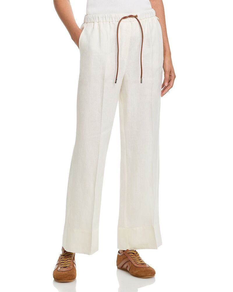 ヘルノ レディース ボトムス カジュアルパンツ リネン Herno Linen Drawstring Pants White ホワイト