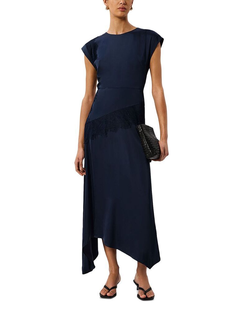 ホイッスルズ レディース トップス ワンピース アシンメトリー レース Whistles Lace Insert Asymmetric Dress Navy ネイビー