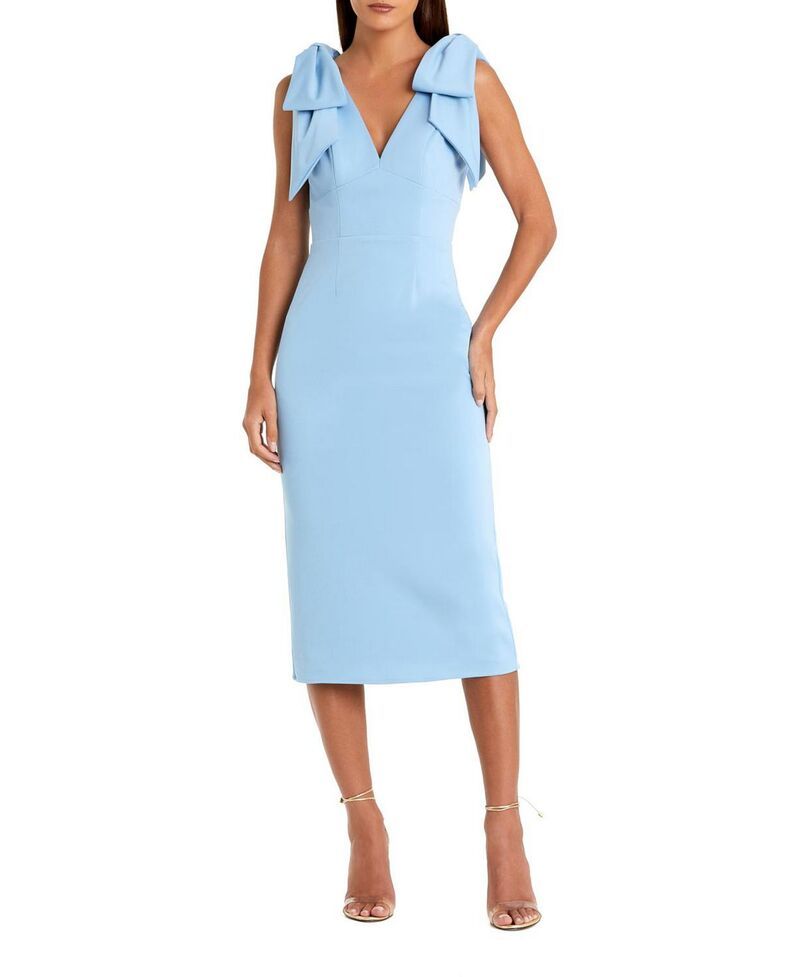 マックダガル レディース トップス ワンピース クレープ ミディ Mac Duggal Bow Strap Crepe Fitted Midi Dress Powder Blue ブルー 53,880円