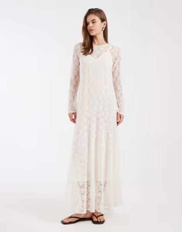 ヴェロモーダ レディース トップス ワンピース フラワー柄 スカート レース マキシ フラワー Vero Modall over floralace boho maxi dress with gode