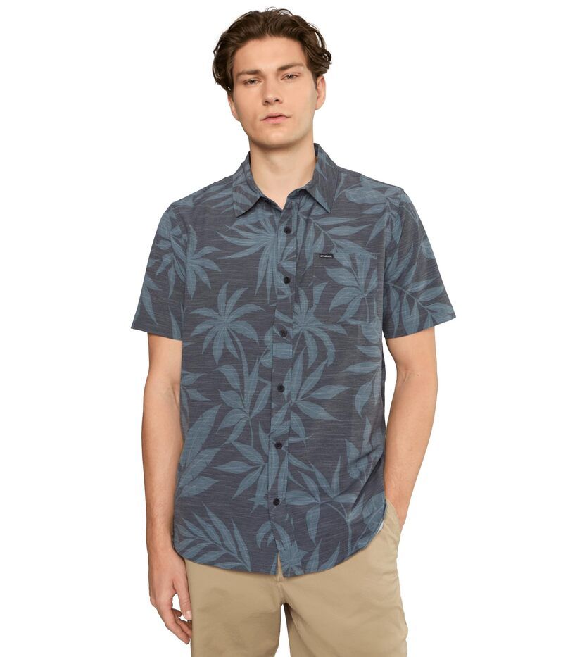 オニール メンズ トップス シャツ ONeill UPF Slub Relaxed Short Sleeve Woven Shirt Black ブラック
