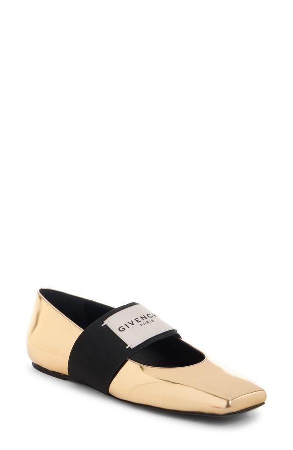 ジバンシー レディース シューズ パンプス Givenchy Sliced Square Toe Mary Jane Flat Golden